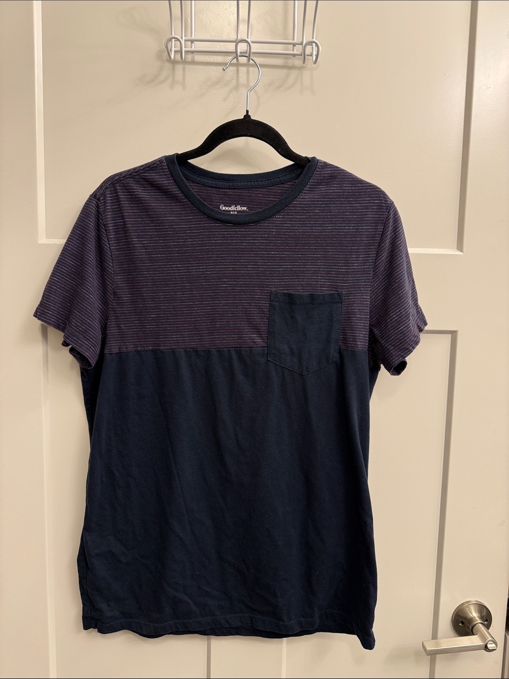 Goodfellow & Co Navy and Heathered Purple Short Sleeve Pocket Tee